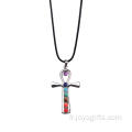 7 la guérison Chakra perles Yoga de méditation Croix pendentif forme Neacklace